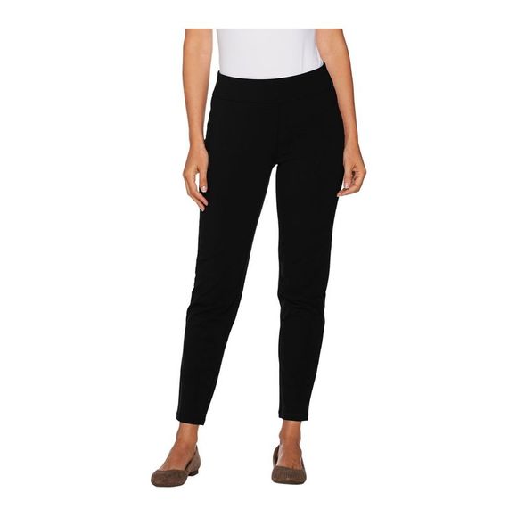 Pantalon Jambe Droite Susan Graver Petite Smart Ponte – Taille PXL (Noir) A64307